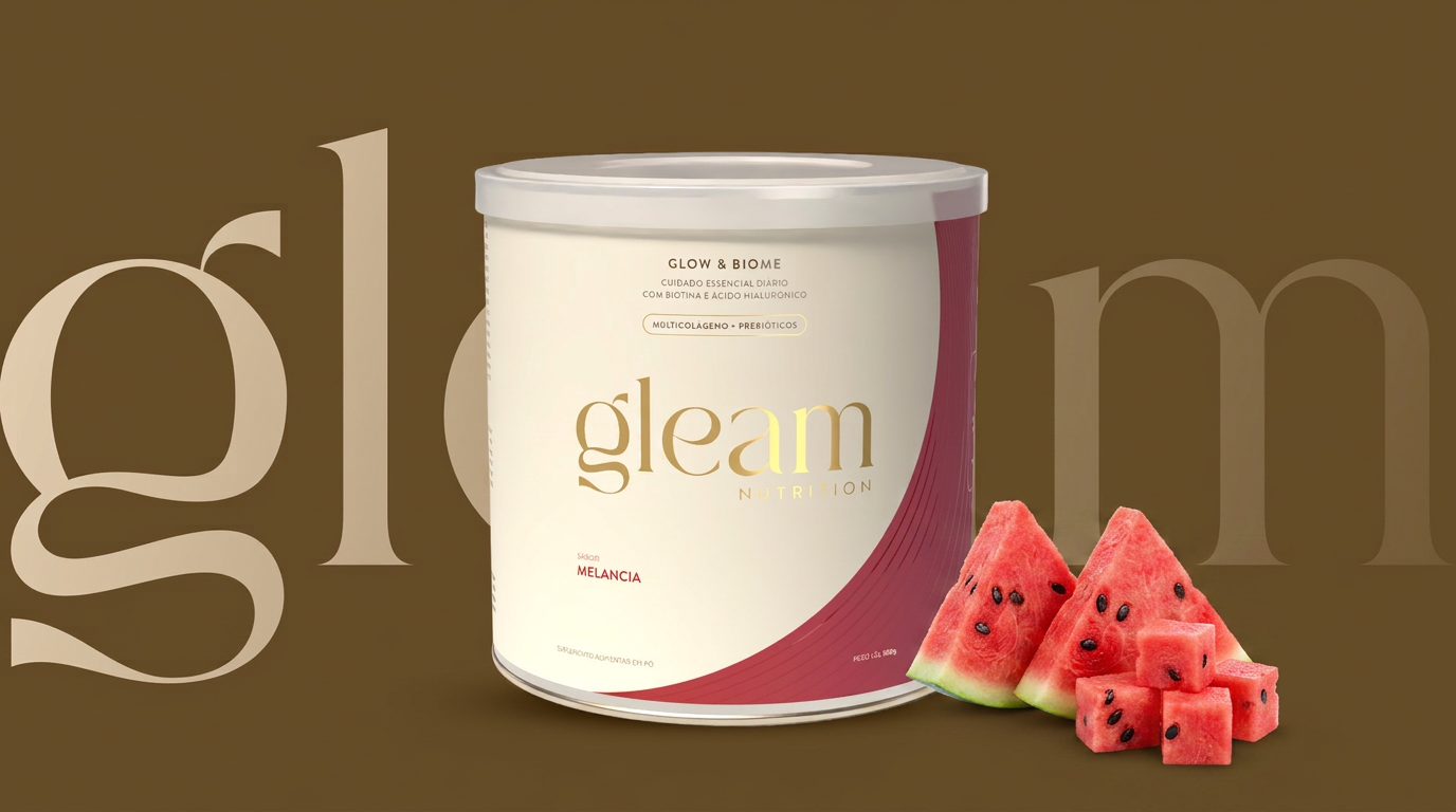 Pote de Gleam Glow & Biome sabor melancia